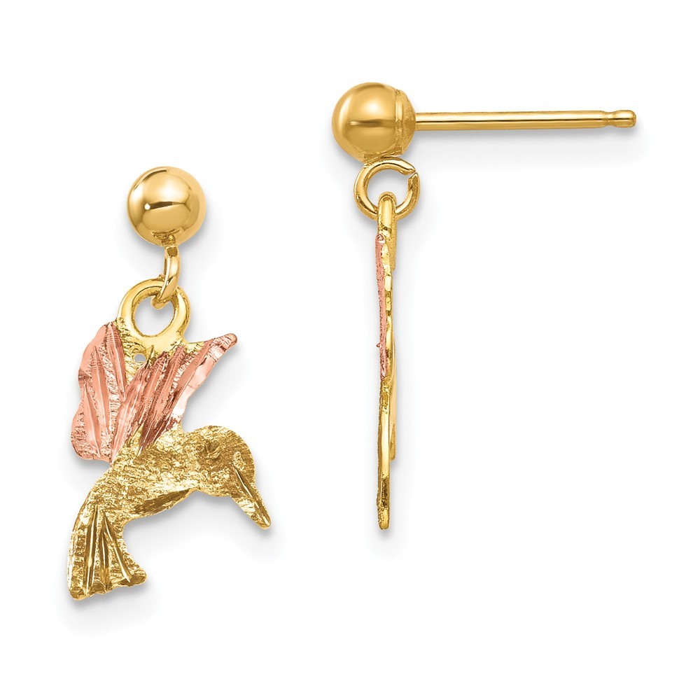 10k Tri-color Gold Dangle Earrings 0.65 g