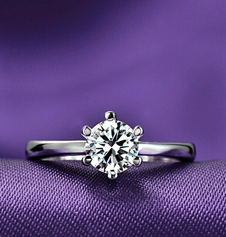 Sterling Silver Six-Prong Adjustable Ring Women’s jewelry Gift