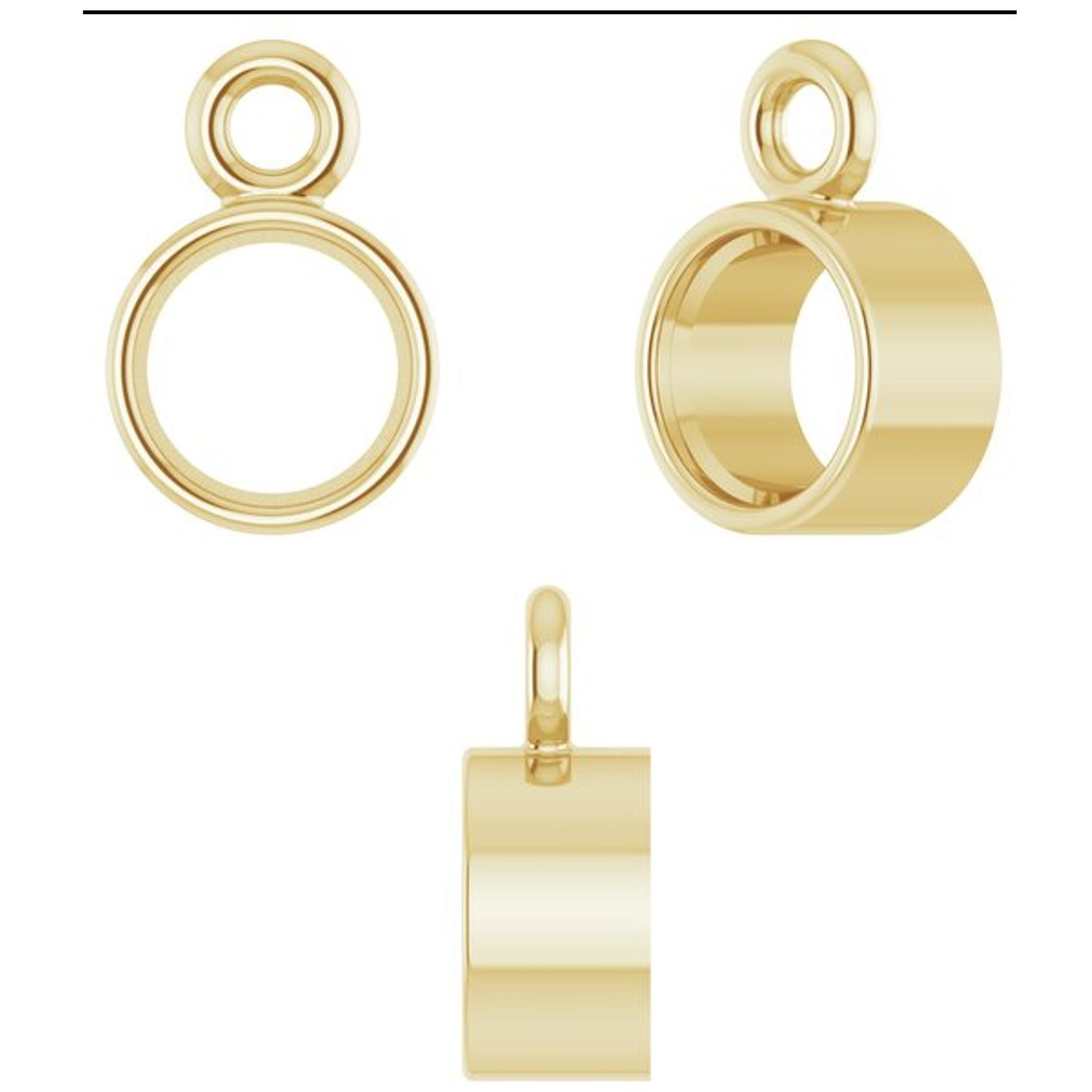 Gold –Platinum Unset Round Stone Bezel Set Dangle Setting Mount Link Drop Charm
