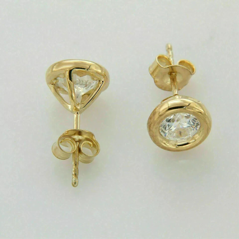2Ct Lab Created Diamond Solitaire Bezel Stud Earrings 14k Yellow Gold Finish