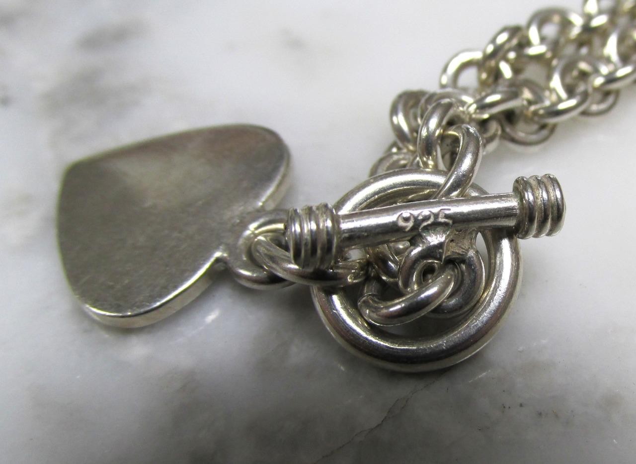 Sterling Silver Cable Chain w/ Heart Charm & Toggle Clasp ~ 16″ ~ 34g ~ 11-A575