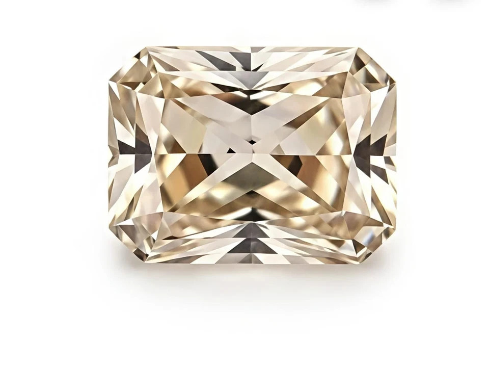 2 CT Lab Grown Diamond Light Champagne, Radiant Cut, VVS1 Quality Gemstone9x7M
