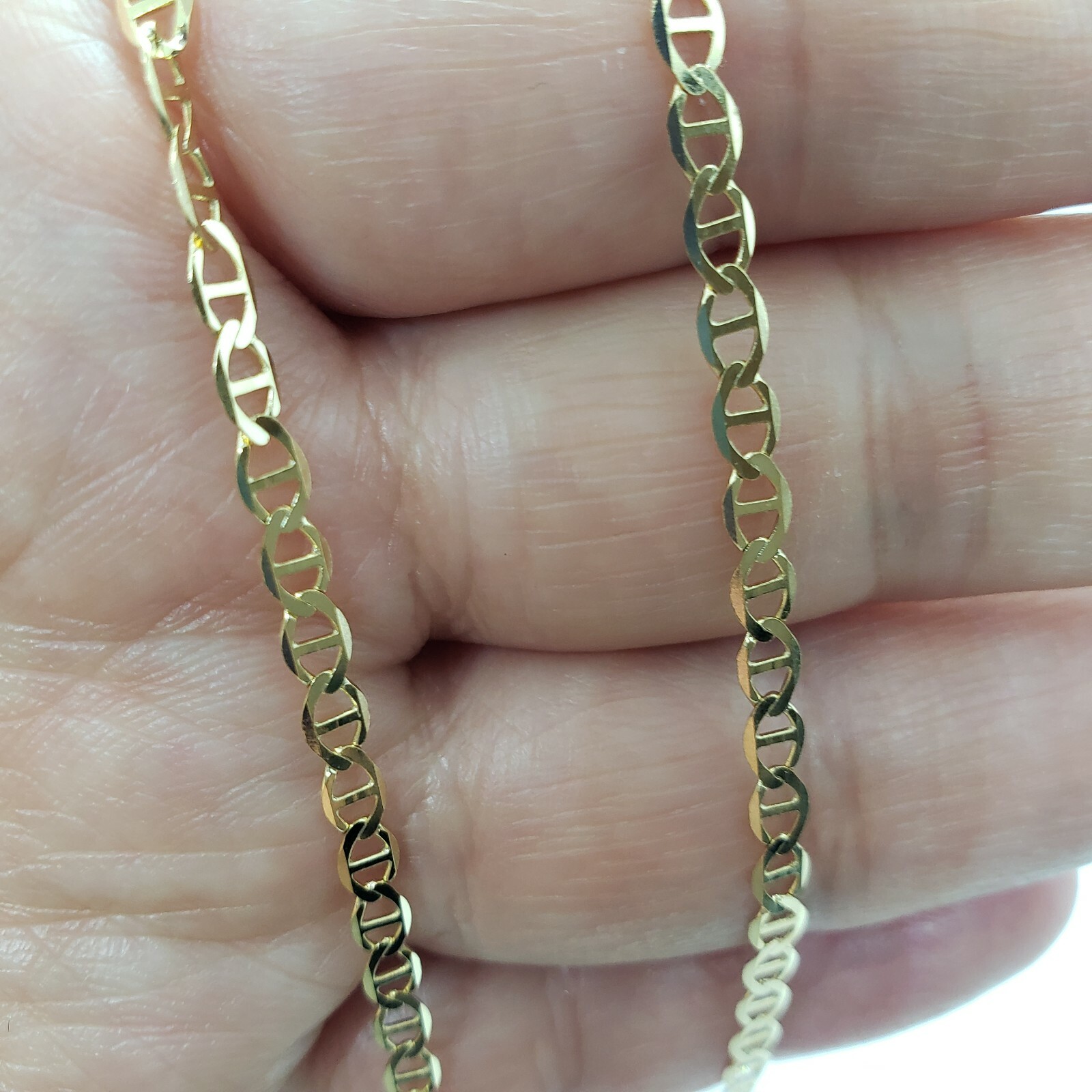 10K Solid Yellow Gold Anchor Link Chain Necklace 3mm Men Women 16″~30″