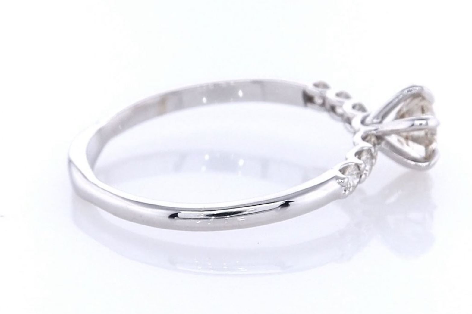 IGI Certified 0.69 CTW Natural Diamond Seven Stone Ring in 14K White Gold