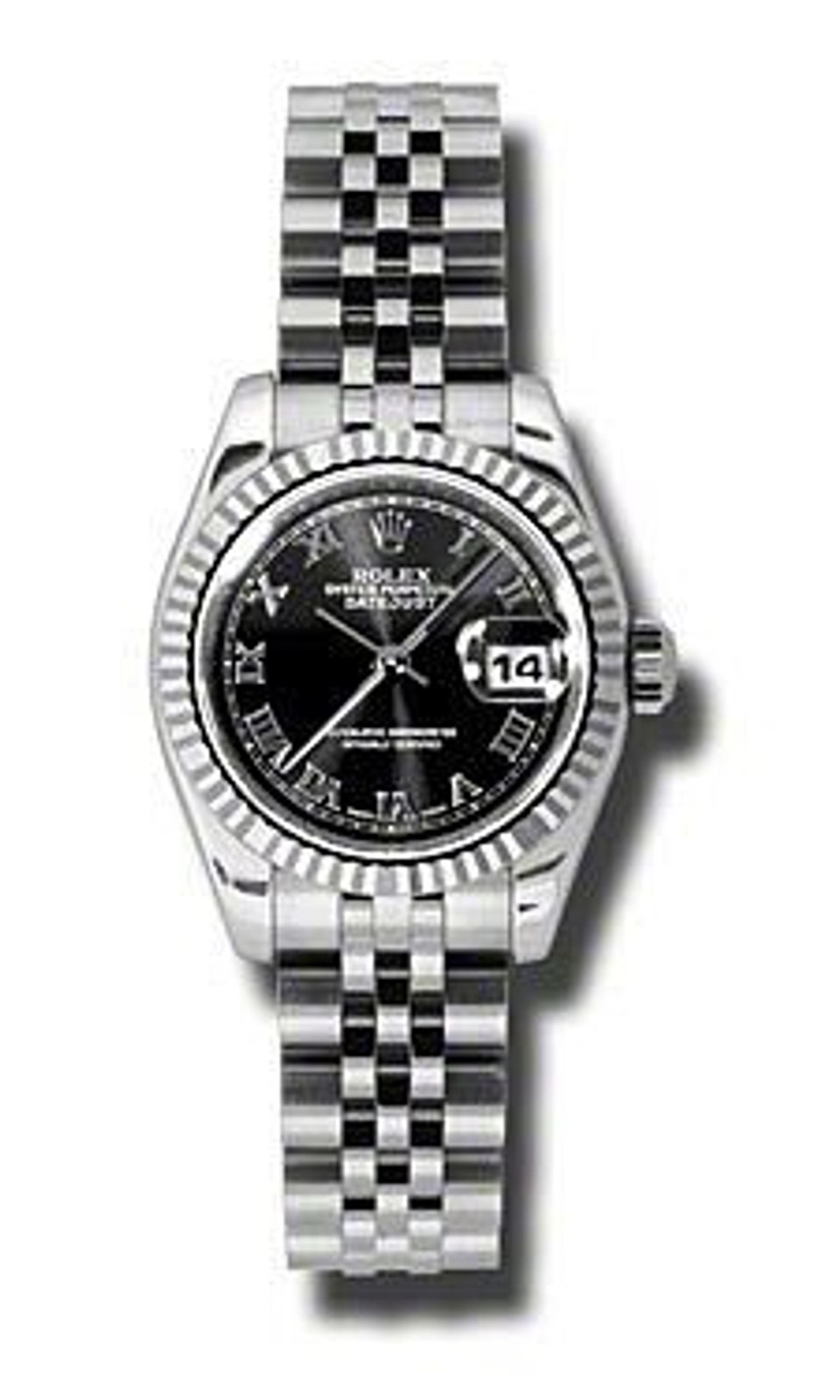 Rolex Datejust Lady Black Roman Dial on Jubilee 179174 Complete 2011