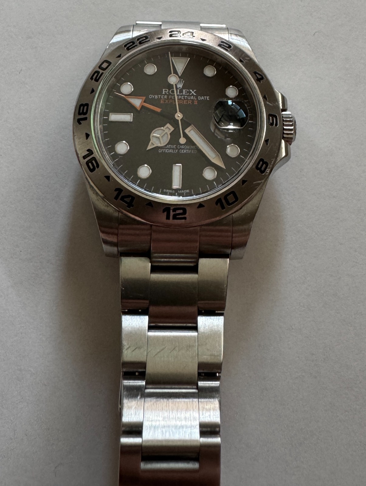 Rolex Oyster Perpetual Explorer II 216570 Mens Watch Black Box Orange Band
