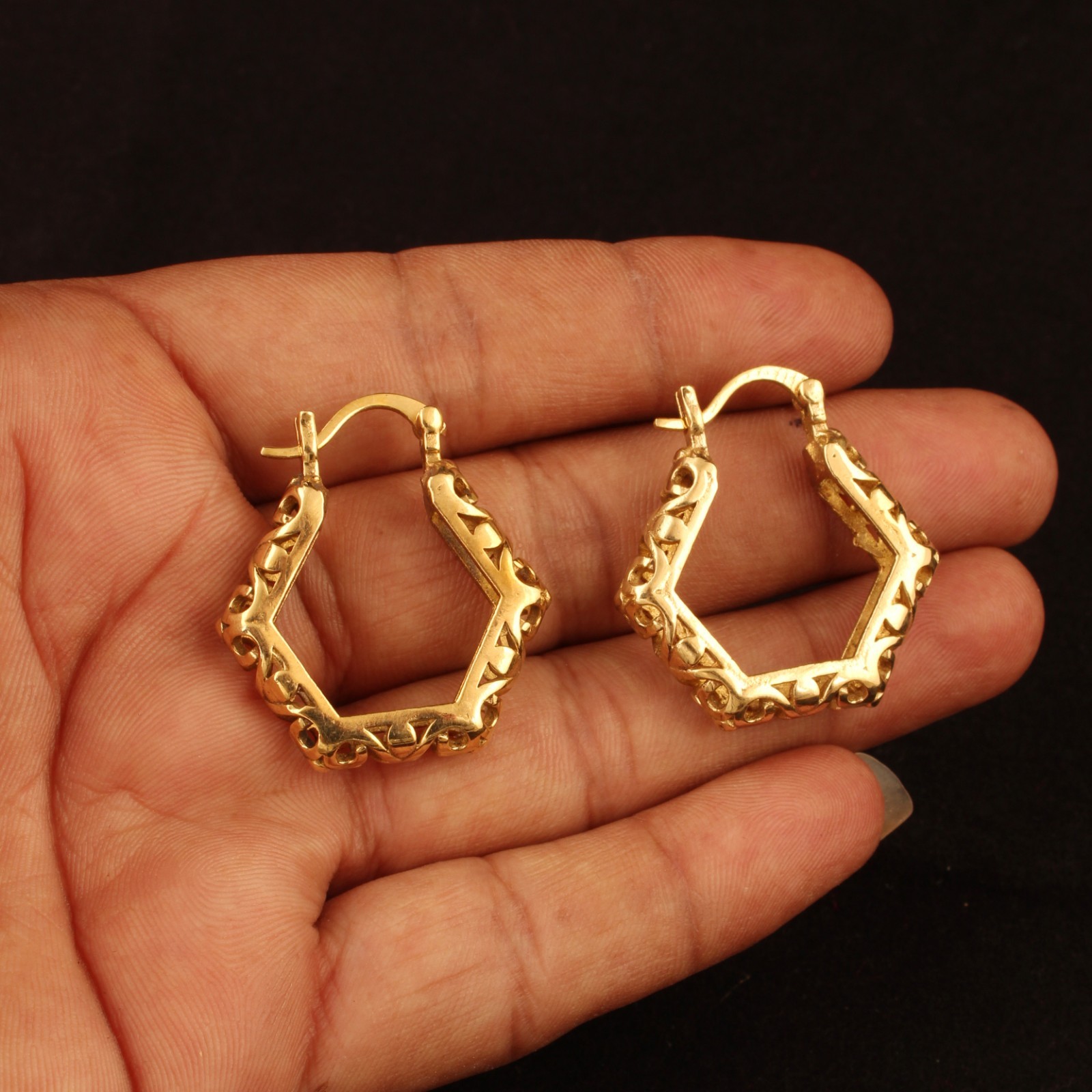 Gold & Silver Plated Geometric Hoop Earrings Hexagon Hoop Earrings for Women
