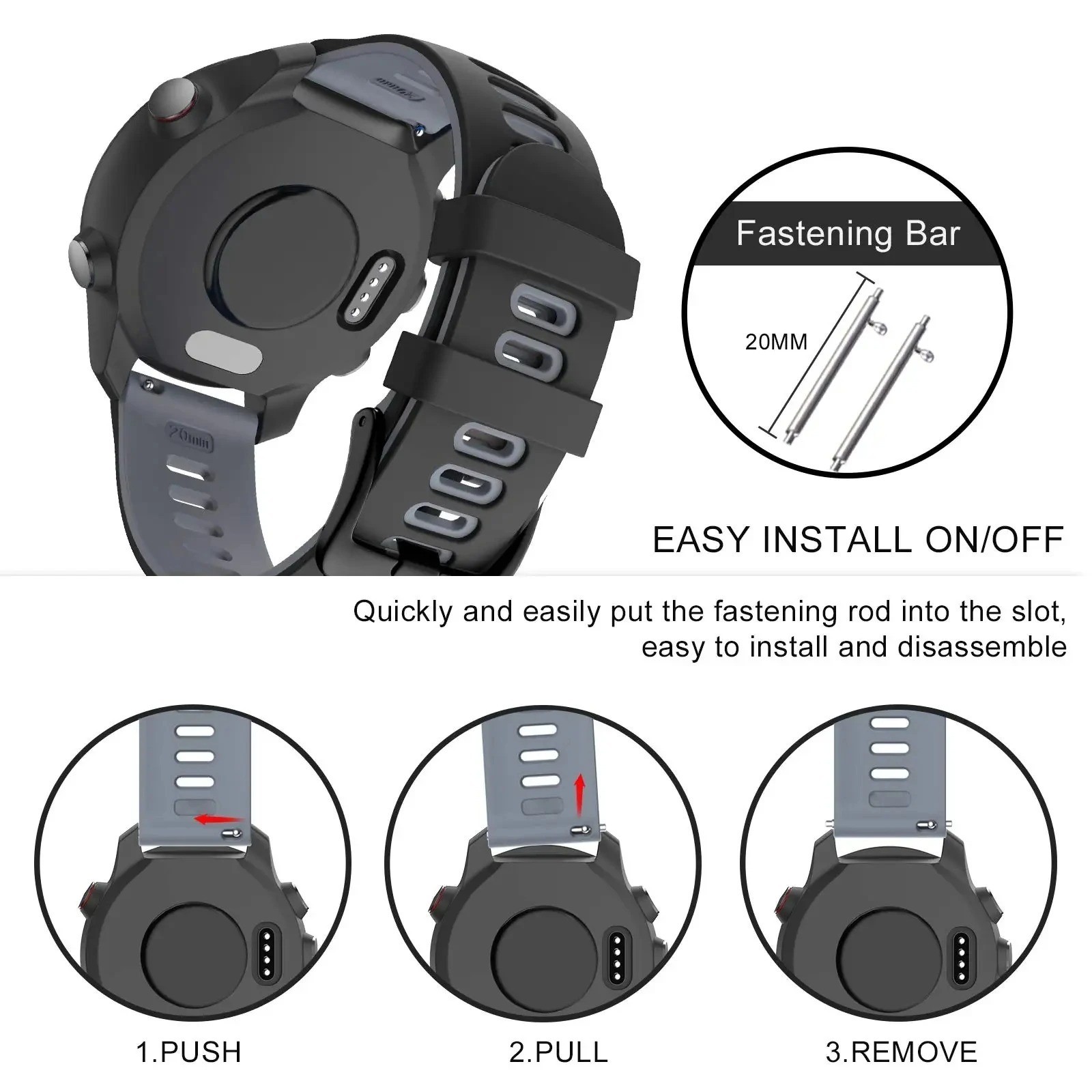 20mm 22mm Quick Release Silicone Watch Band Strap Universal Replacement Bracelet