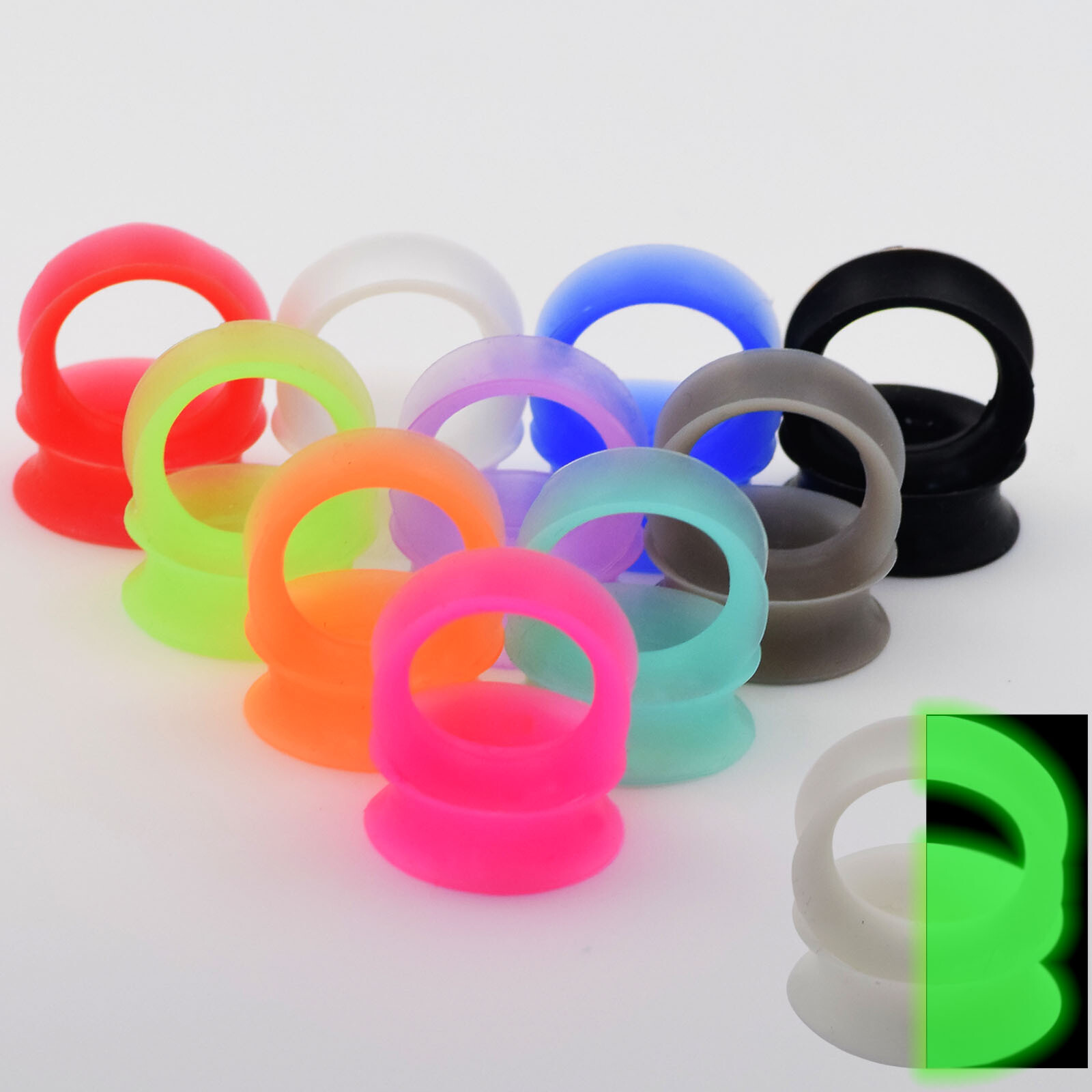6-76Pcs Soft Silicone Ear Tunnels Plugs Gauges Earlets Body Piercing 2g-3/4″