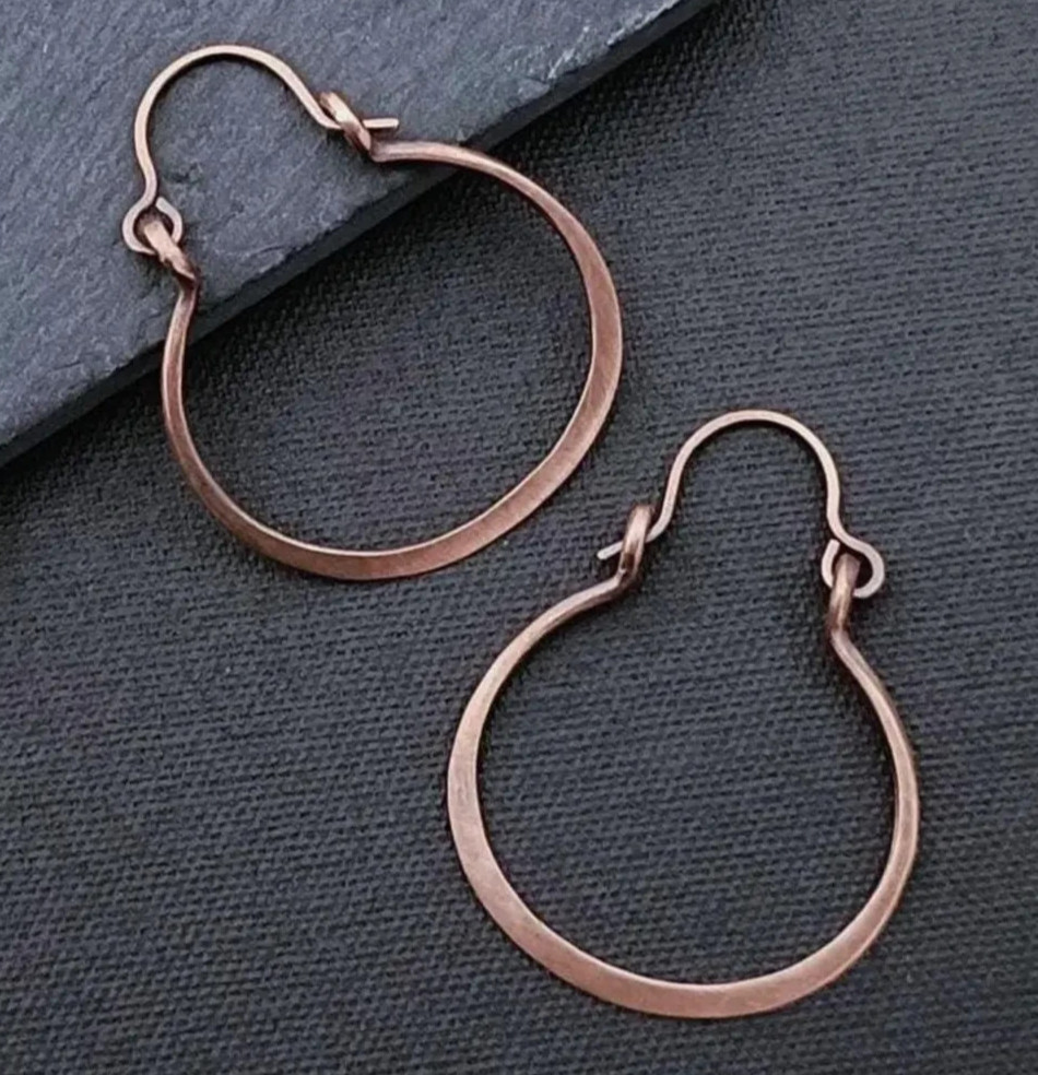 Pure Copper Healing Hoop Earrings, Earring Jewelry, Spiritual Kriya
