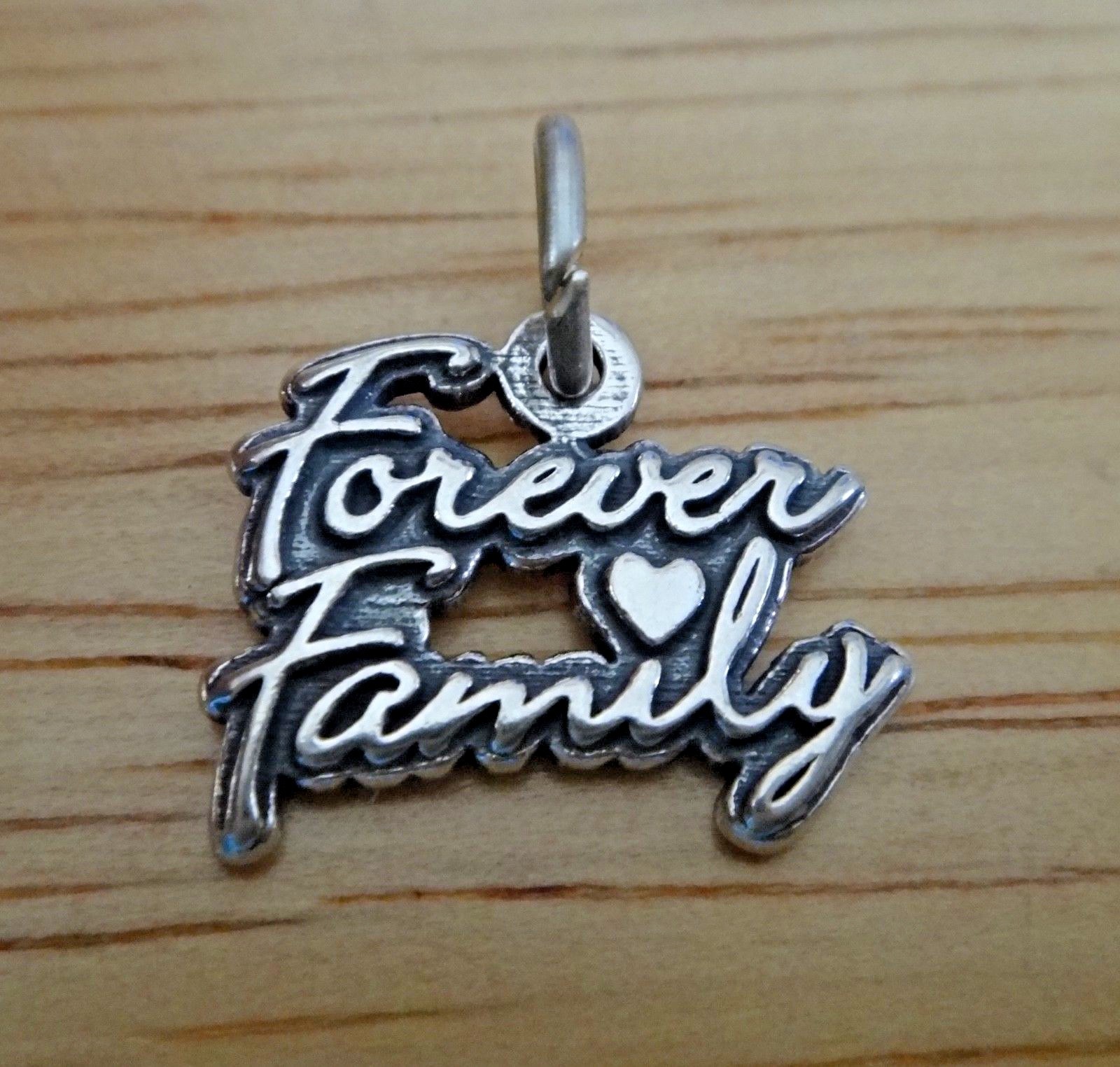 Sterling Silver 12x15mm says Forever Family on Charm