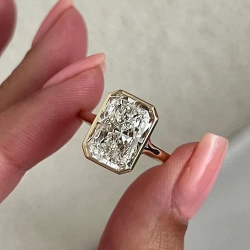 Lab Grown Diamond Wedding Ring 4 Ct Radiant Cut IGI E F VVS CVD 14k Yellow Gold