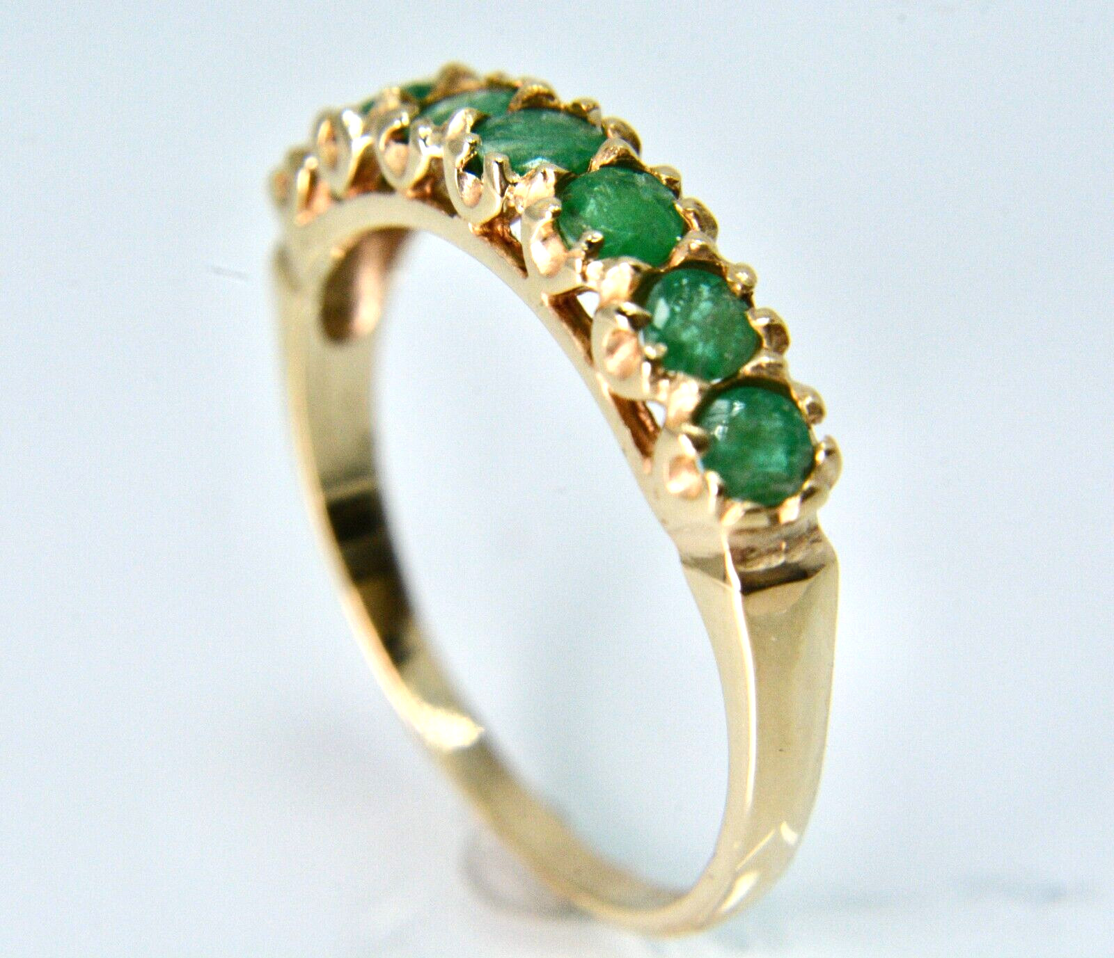 .50ctw Round Cut Emeralds Prong Set Wedding Ring 14k Yellow Gold Size 7.25