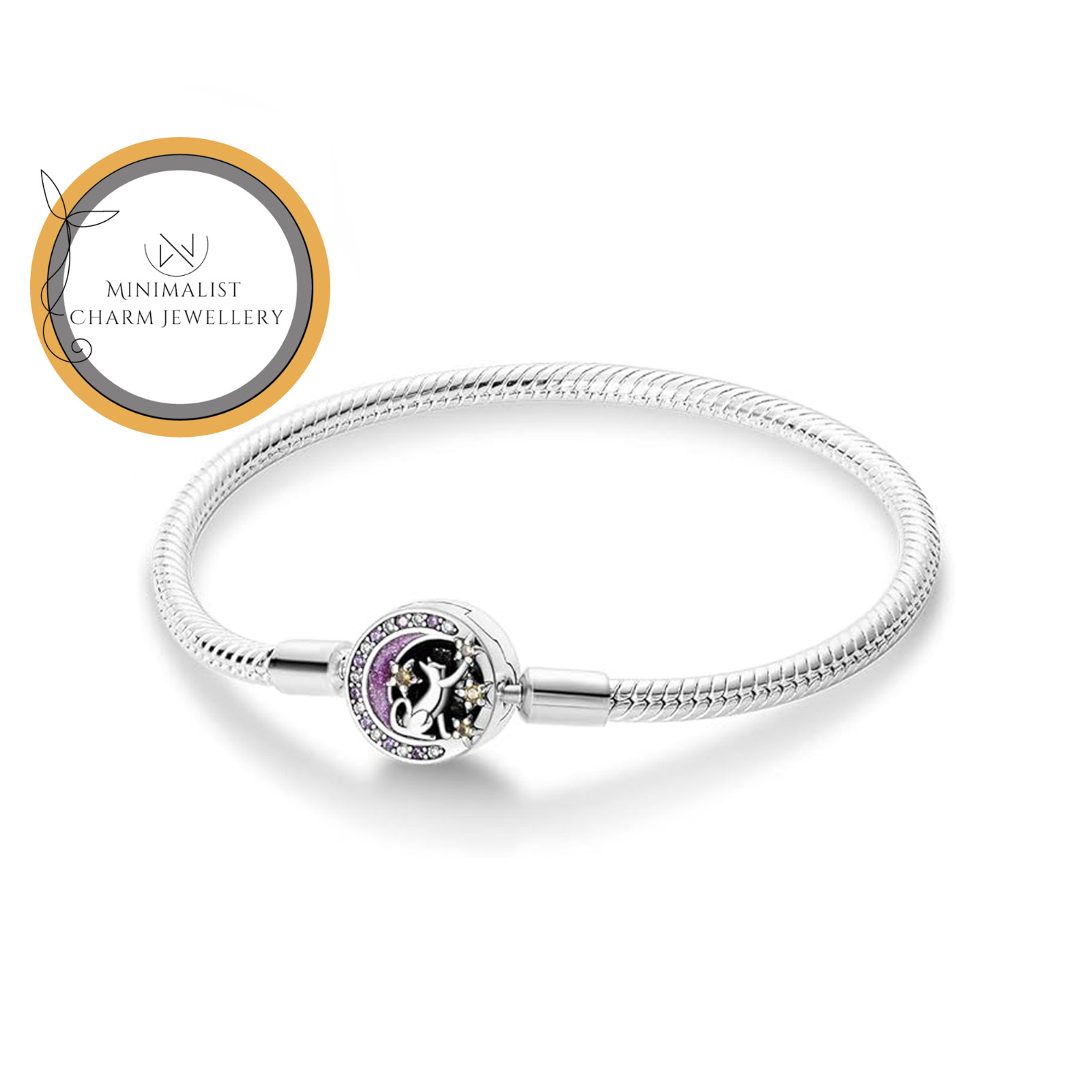 Cat On The Moon Charm Bracelet, Bracelet For Charm, Cat Bracelet, Cat Lover Gift