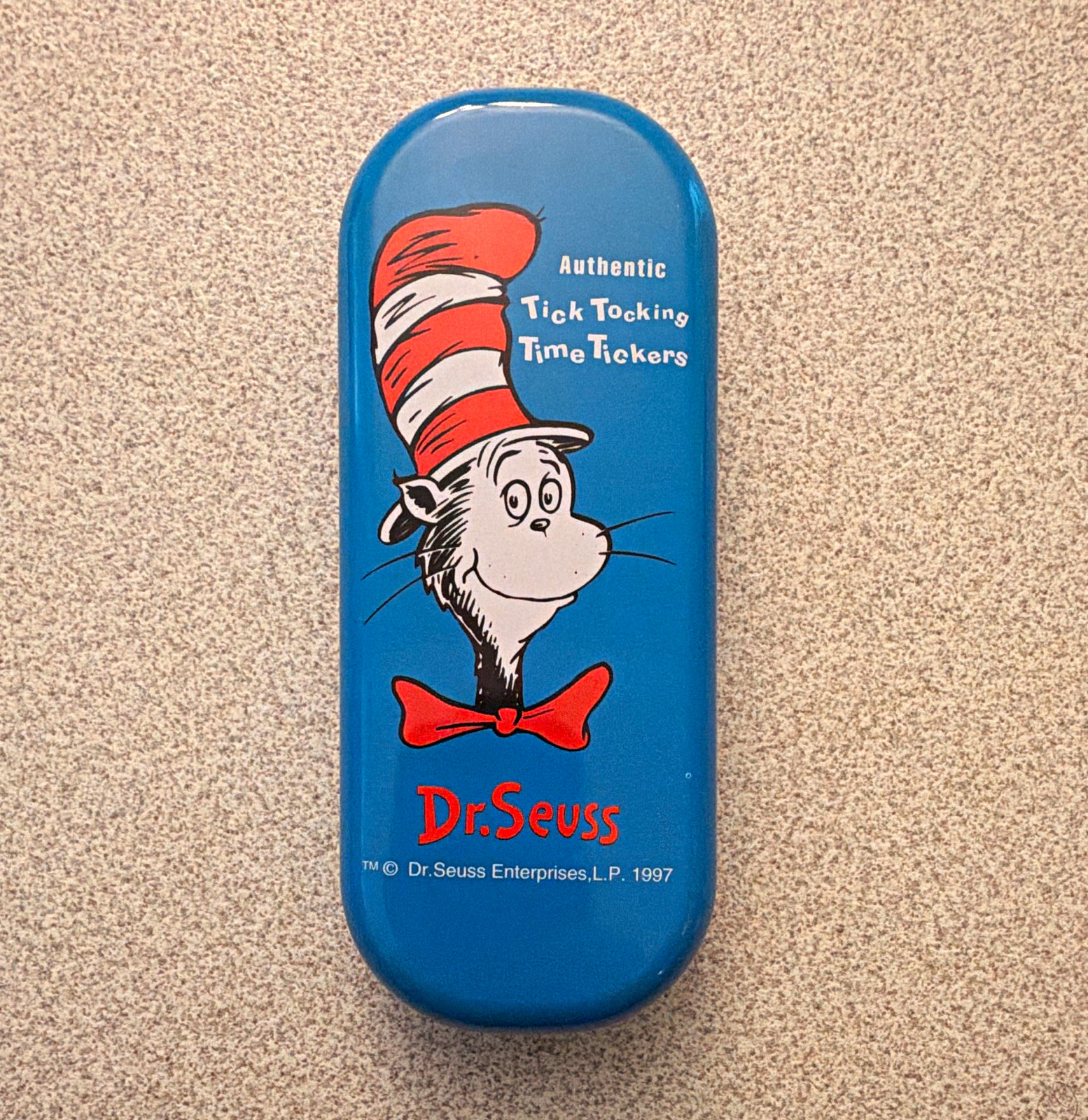 Dr. Seuss Tick Tocking Time Ticketers Flip Open Hat Analog Watch w/ Tin Box 1997