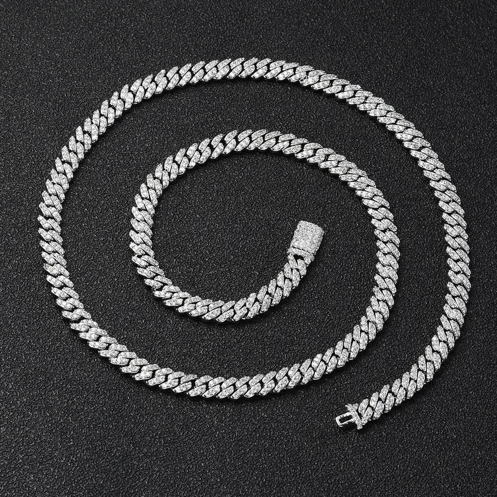 6MM Miami Cuban Link Chain Full Iced CZ Out Necklace Gold Plated Stainless Steel