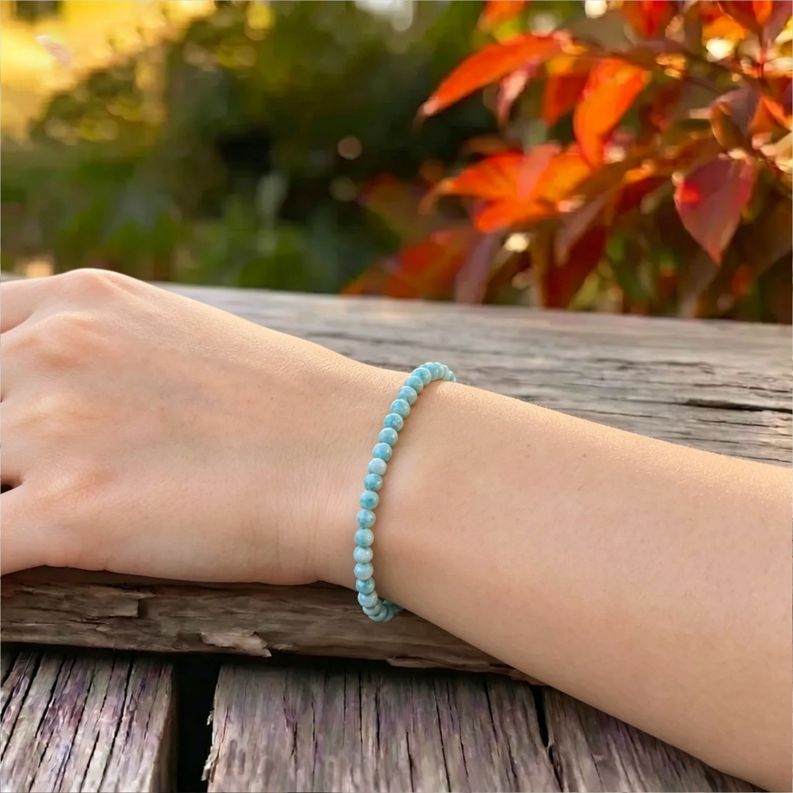 Larimar 6mm Beaded Bracelet Calming Emotional Healing Crystal Jewelry for Women