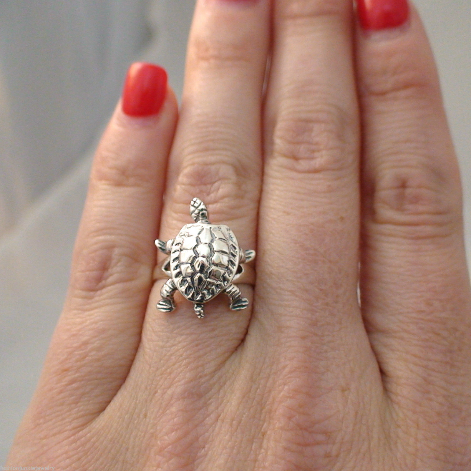 Turtle Ring – 925 Sterling Silver – Jewelry Tortoise Beach Sea Ocean MOVABLE NEW