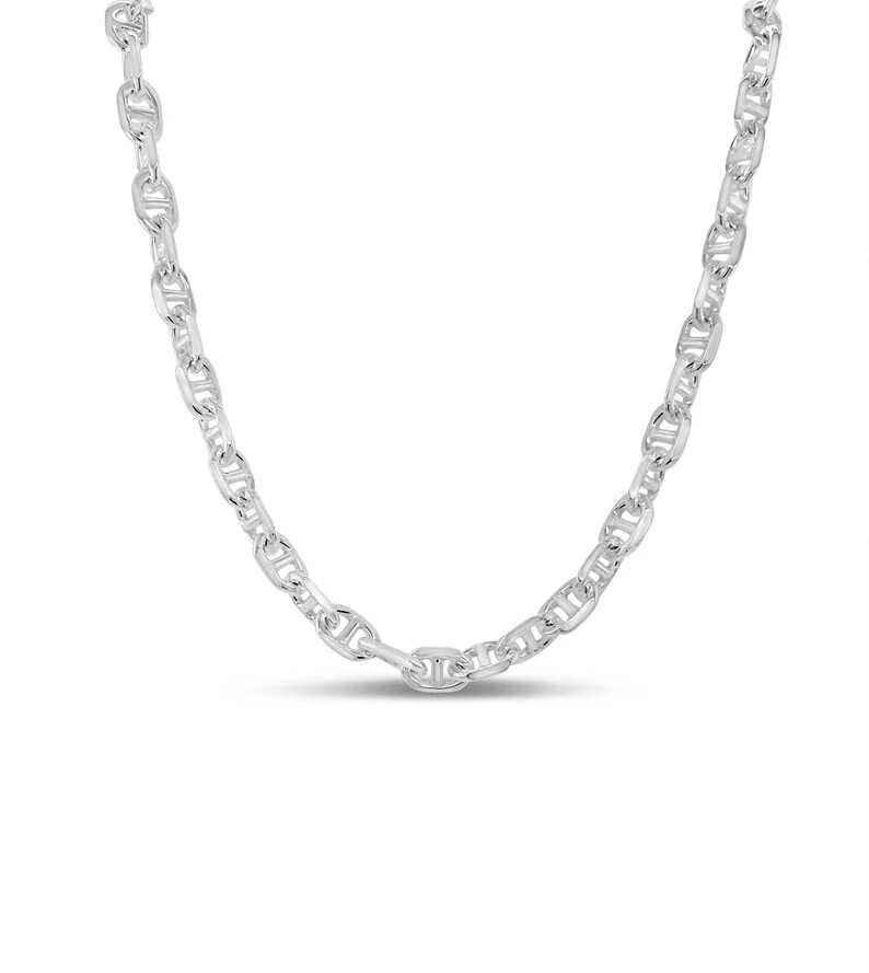 Solid 925 Sterling Silver 5.5MM Gucci Mariner Anchor Link Chain Necklace 16″-24″