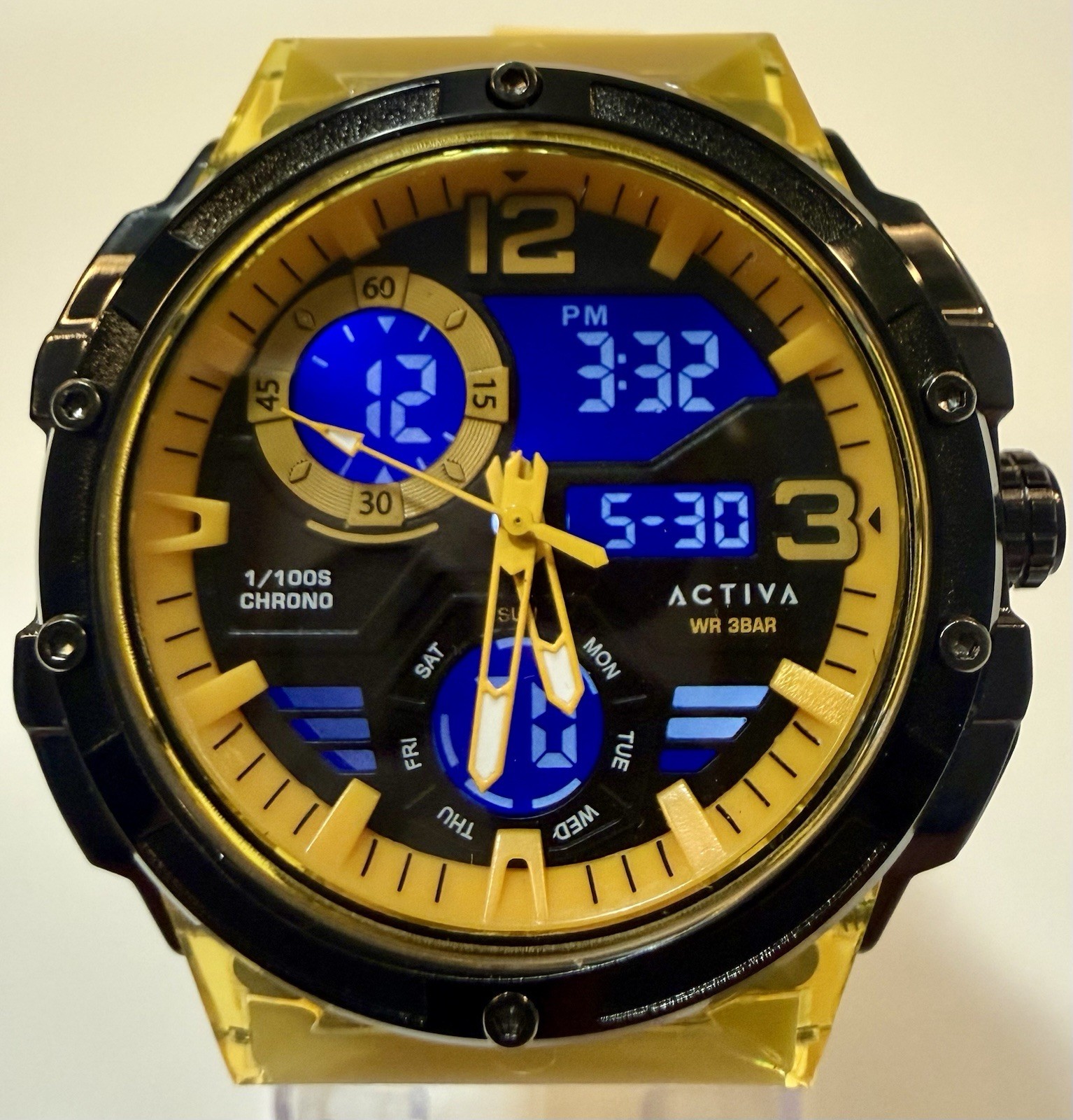 Activa X Invicta Mens Watch 51mm Yellow ABS Case 19mm Thick Digital ACW8118-001