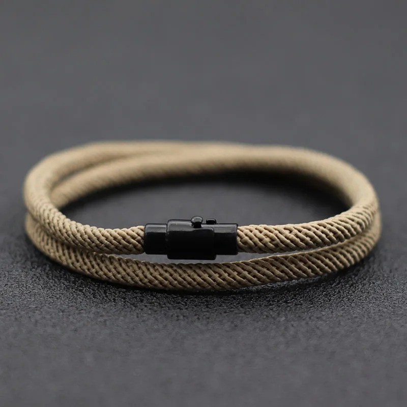 Simple Style Men’s Rope Bracelet Double Layer Thread Fabric Casual Accessory