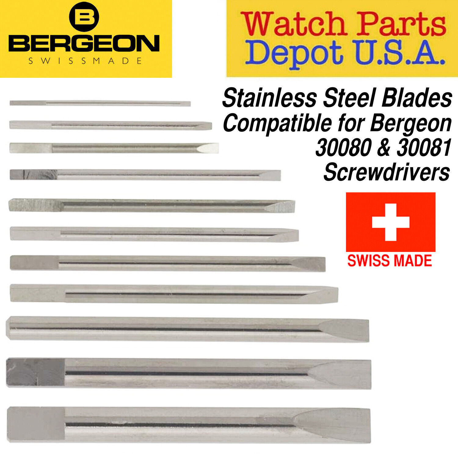 Bergeon Screwdriver Replacement Spare Blades for 30080 30081 (0.50 – 3.00 mm)