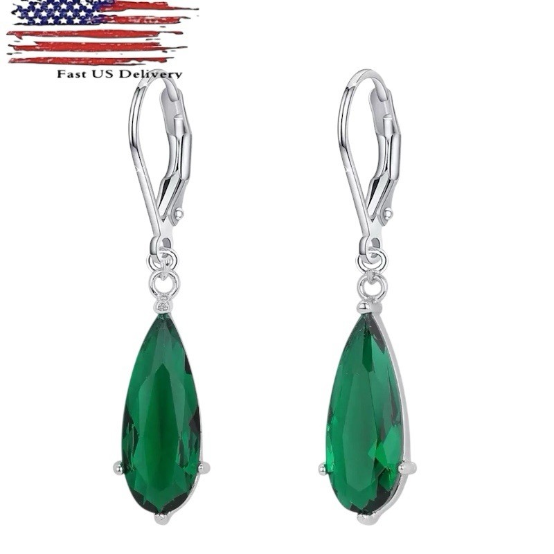 925 Silver Plated Drop Earrings Women Wedding Jewelry Set simulated glass A58