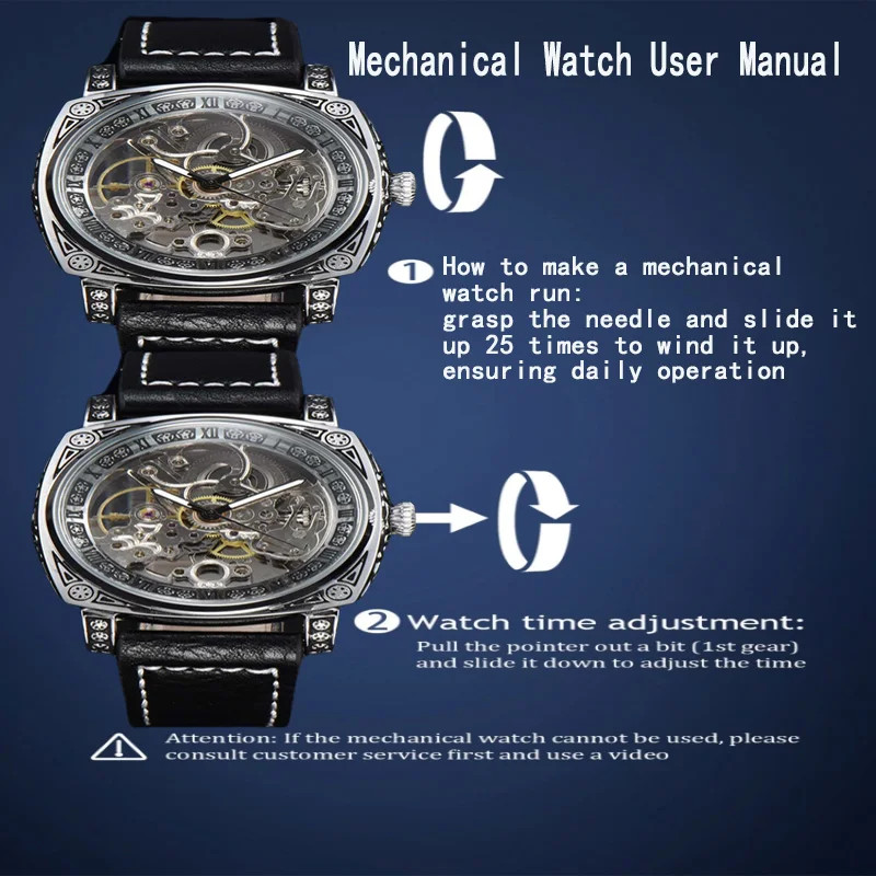 Automatic Retro Skeleton Mechanical Men’s Watch Waterproof Leather Unbranded