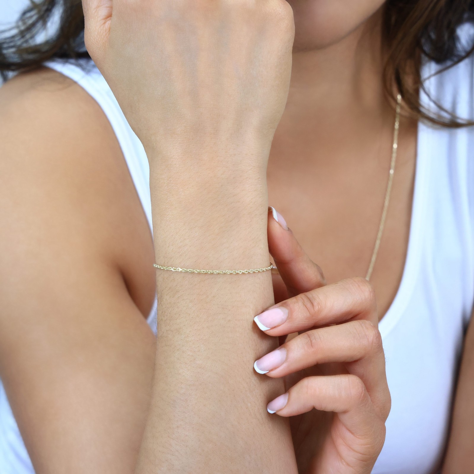 14K Yellow Gold 1.5mm-10mm Solid Diamond Cut Rope Chain Bracelet 7″ 7.5″ 8″ 9″