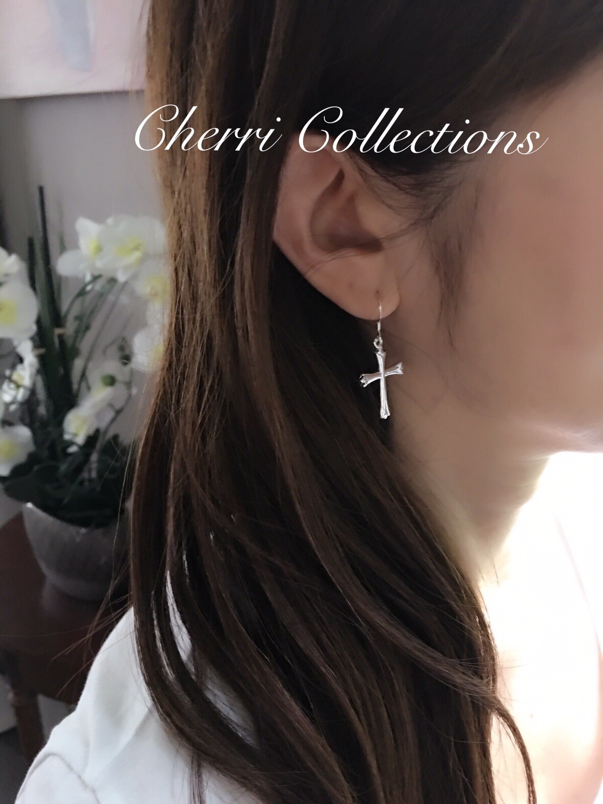 925 Sterling Silver Cross Dangle Drop Hook Hoop Earrings Men Women E37