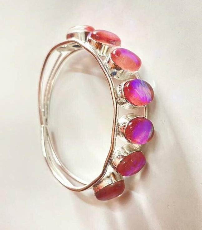 Australian Triplets Opal Gemstone 925 Sterling Silver Handmade Jewelry Bangle