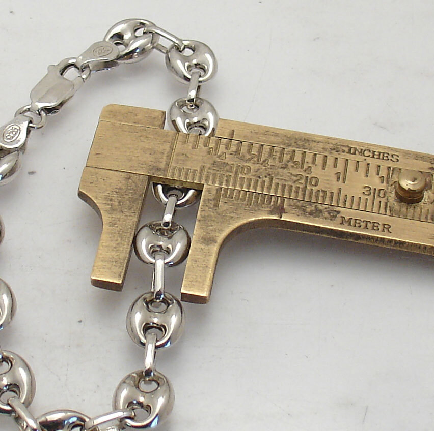 8mm Puffed Mariner Anchor Link Bracelet Anti-tarnish REAL 925 Sterling Silver