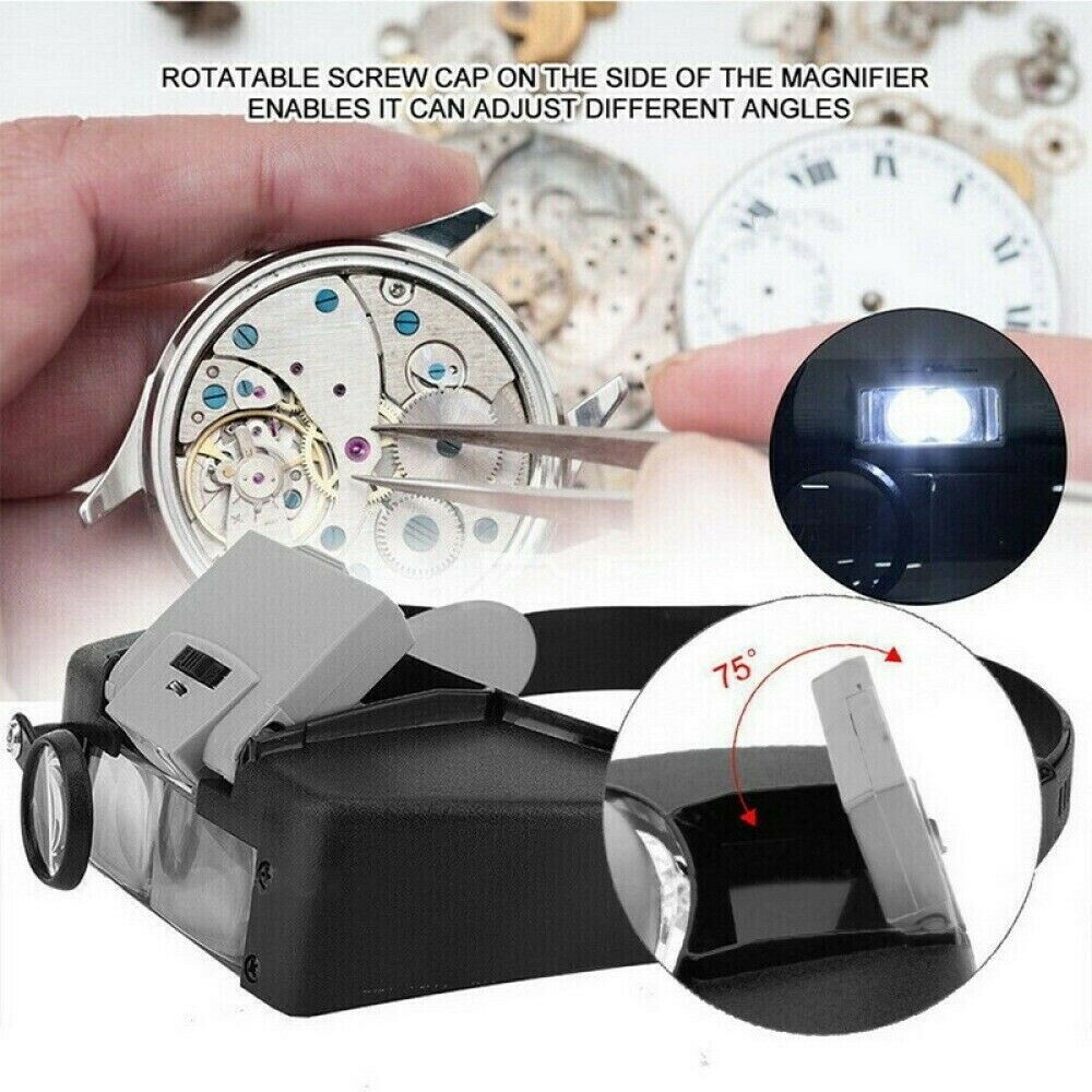 Headband Magnifier LED Illuminated Visor Glasses Loupe Head Band Magnifying