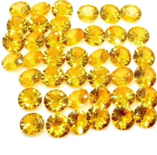 50 Pcs 5mm Natural Cambodian Yellow Zircon Certified Gemstone Lot