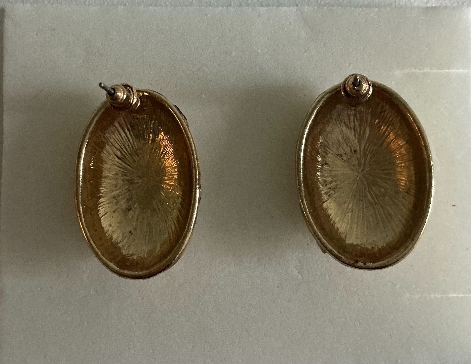 Vintage 1980s Oval Statement Clip On Earrings Mother of Pearl & Tortoise