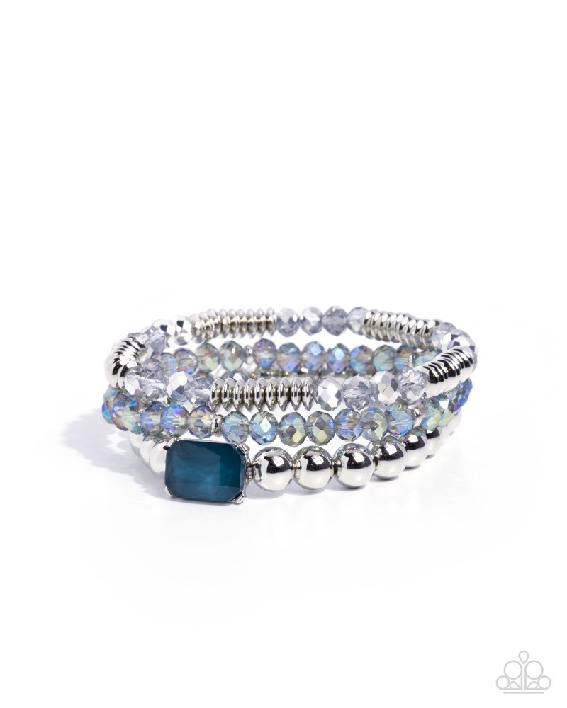 Paparazzi Synchronized Showcase – Blue -Silver , Transparent , Uv Beads – Gem –