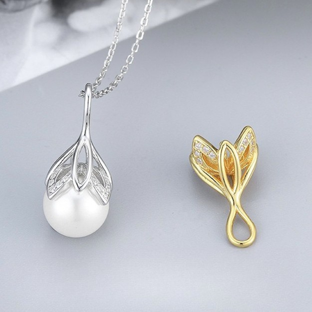 Sterling Silver Semi Mount Pendant Setting 6-10 Pearl Mounting Bail Cap with Pin