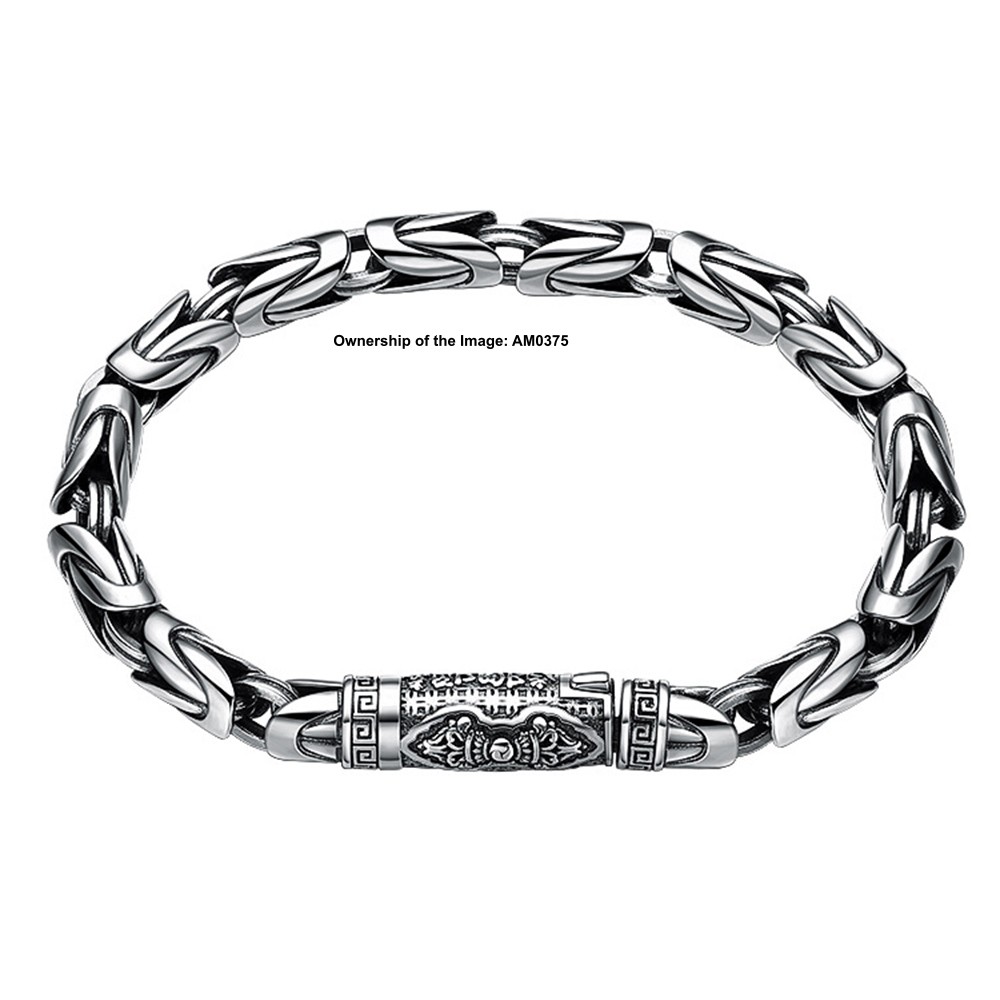 Pure 925 Silver Byzantine Link Chain Bracelet for Men/Women Vintage Look 5mm W