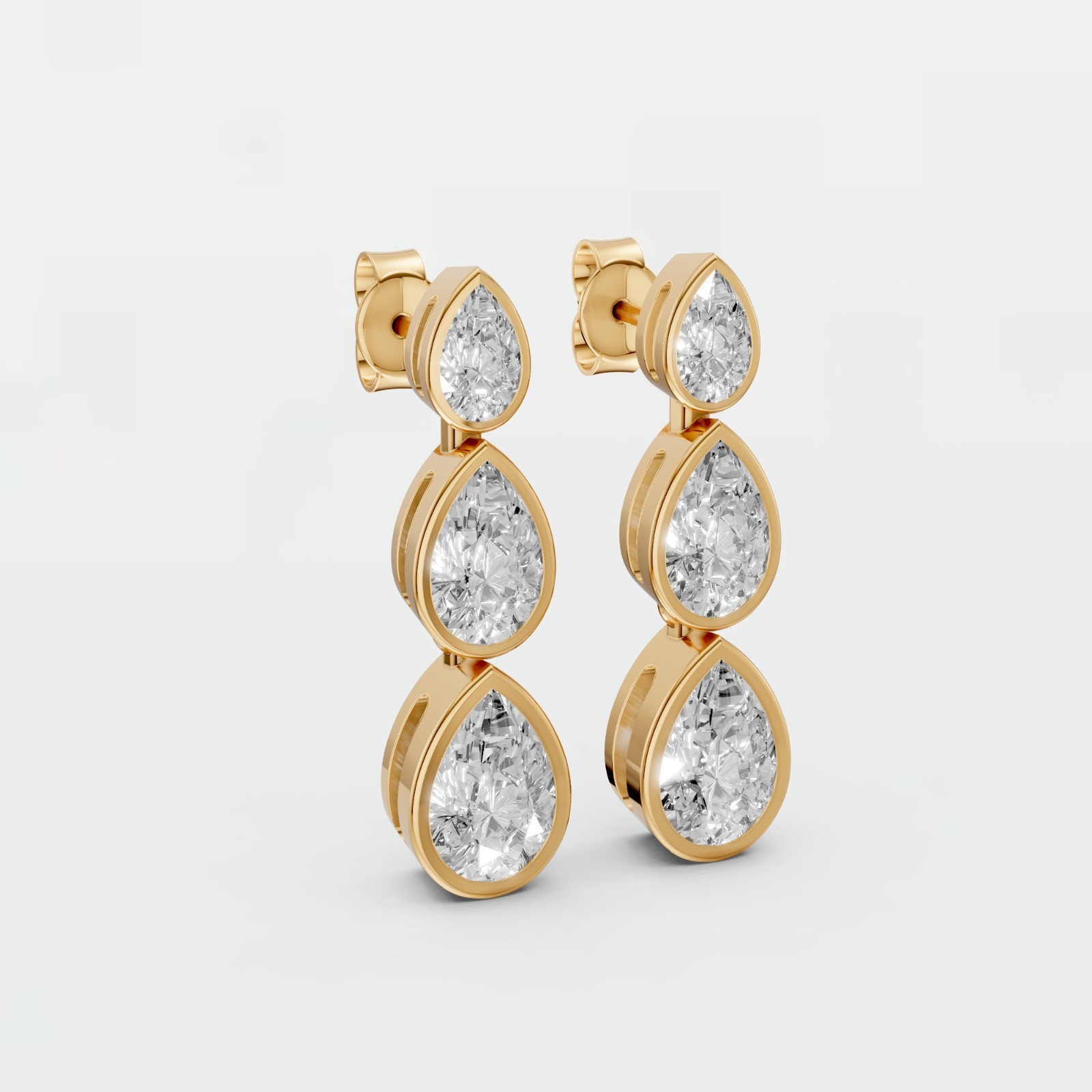 Modern 1.98 CTW Pear Lab Grown Diamond Drop Solid Gold Dangle Earrings