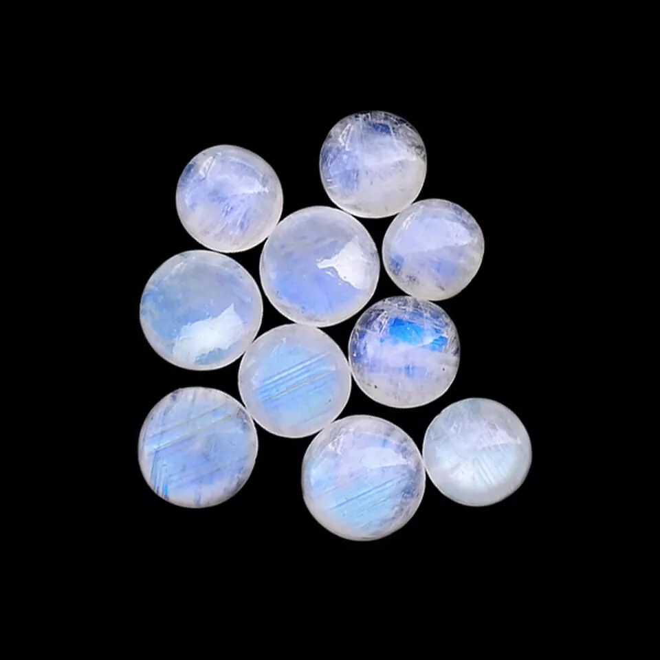 [WHOLESALE] NATURAL RAINBOW MOONSTONE CABOCHON ROUND SHAPE LOOSE GEMSTONE
