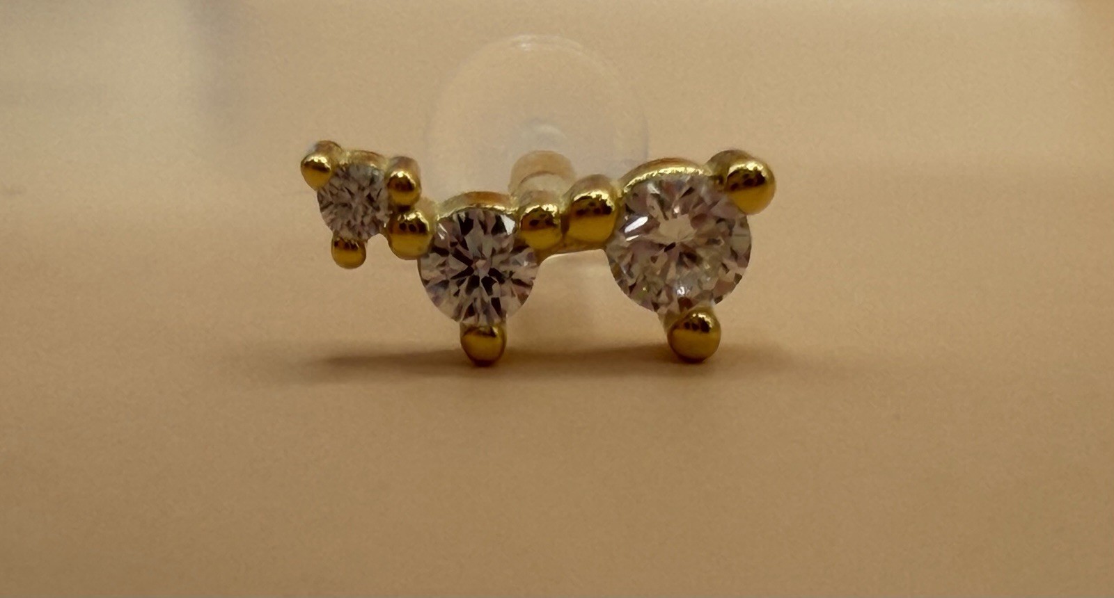 Sterling Silver 925 Cubic Zirconia Ear Threadless Flat Back Labret 16g 1.2mm