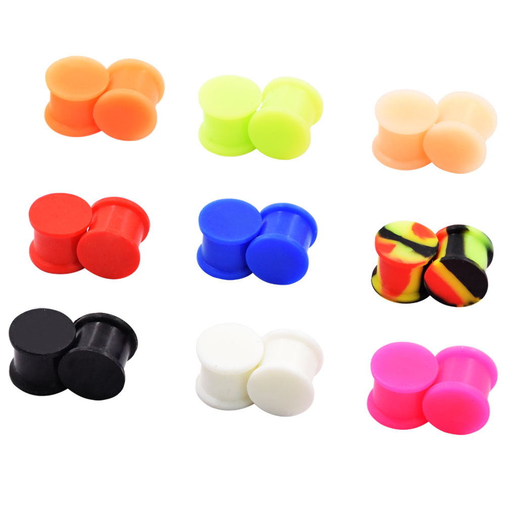 2PCS Solid Silicone Ear Plugs Double Flared Saddle Ear Gauges-Soft Ear plugs