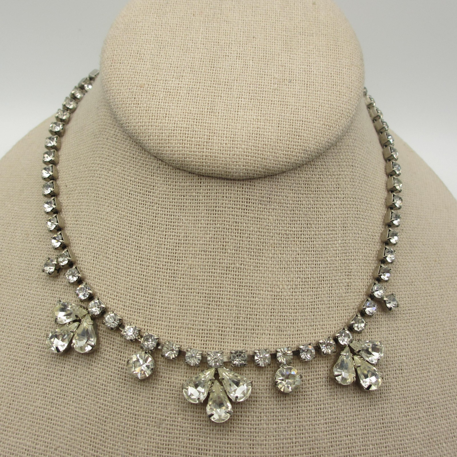 Vintage Art Deco Necklace Rhinestone Bridal Special Occasion Choker 14 Inch