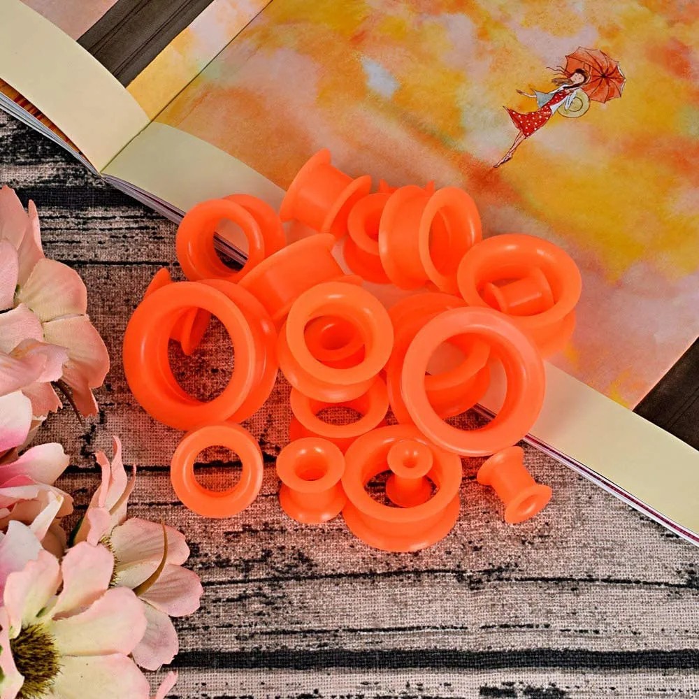 2pcs Thin Silicone Ear Plug Ear Tunnels Plugs Gauges Jewelry Earlets Flesh Gauge