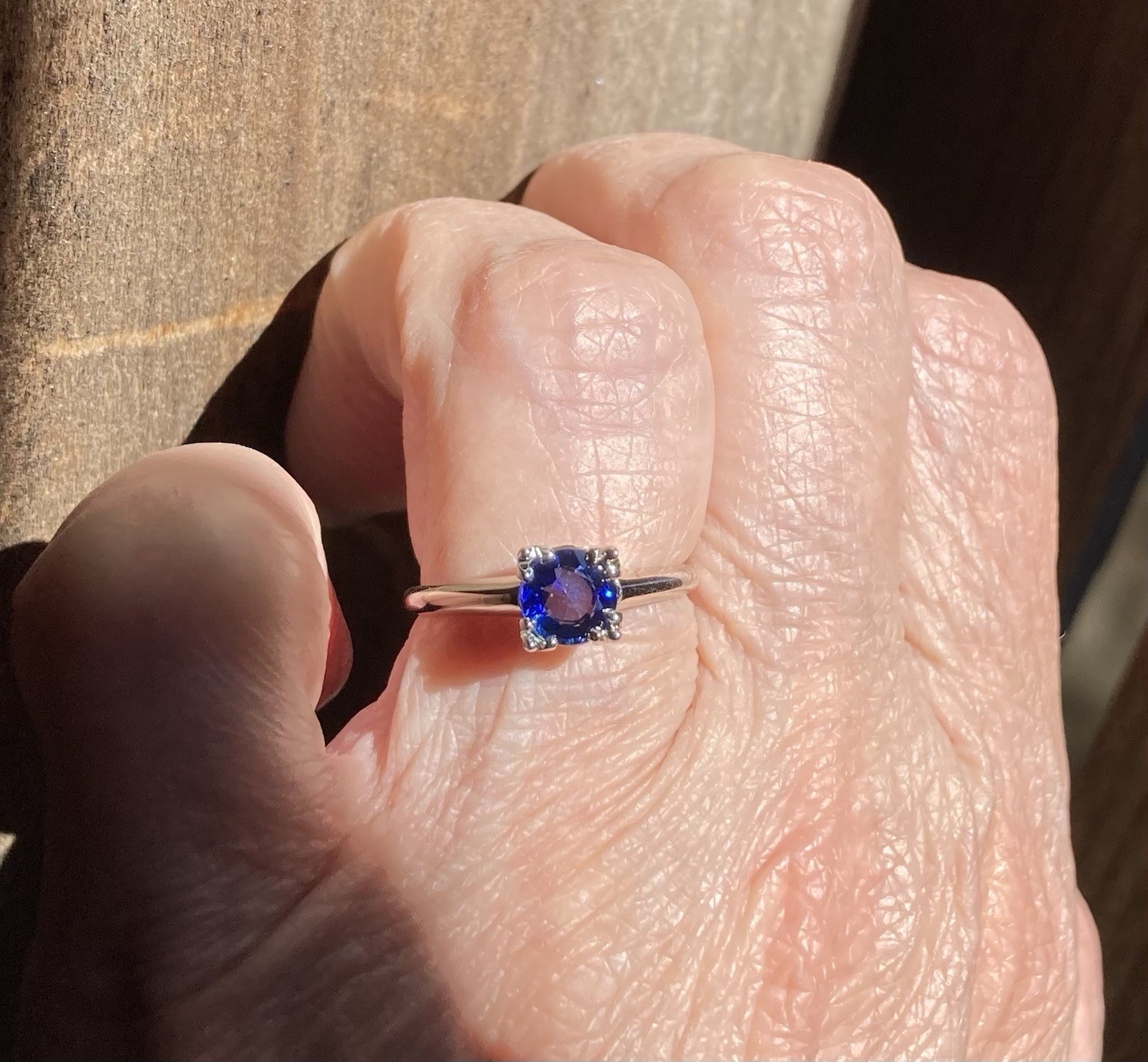 14k White Gold 1.04 Ct Ceylon Blue Sapphire Solitaire Ring Size 6.5