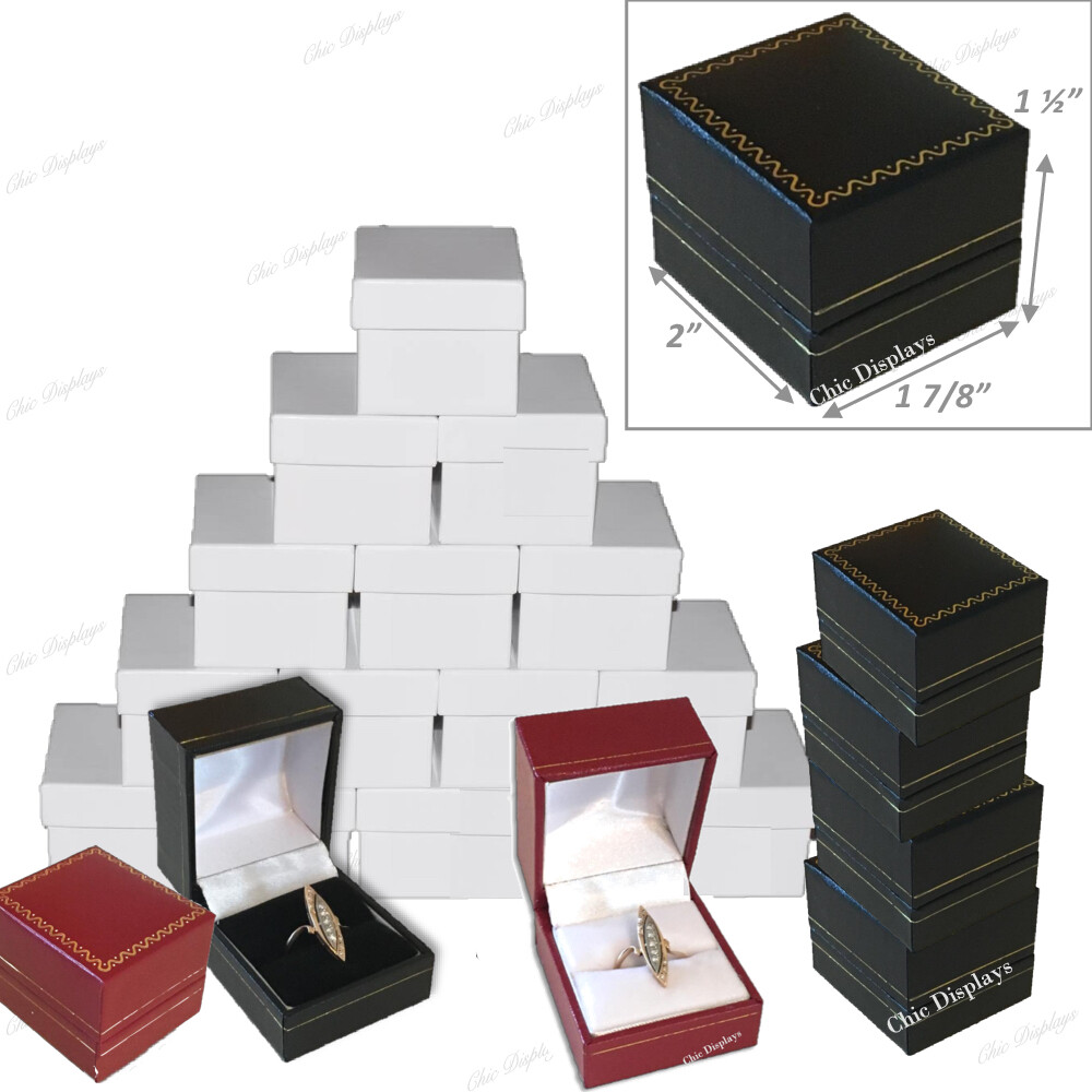 Jewelry Ring Boxes Black Ring Box Red Jewelry Gift Box Wholesale 1~15~48~144 Pcs