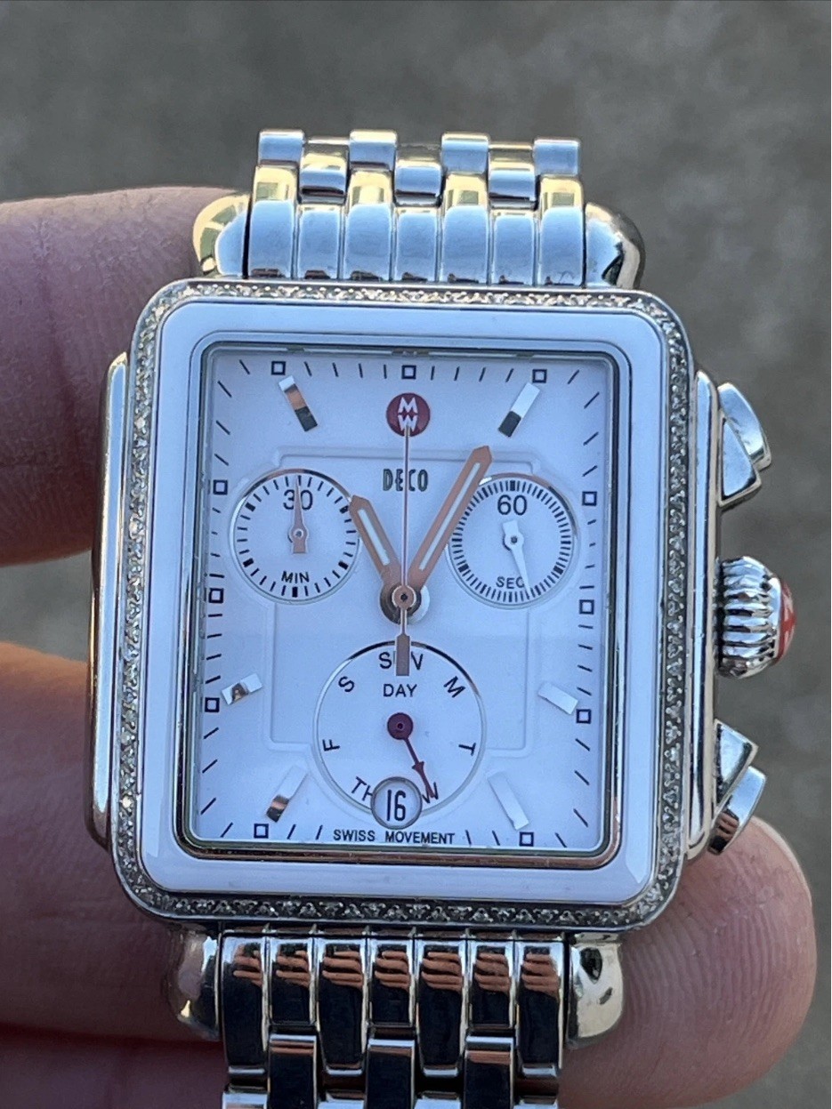 Michele Deco White Ceramic 108 Diamond Chronograph Watch MW06P01L1001