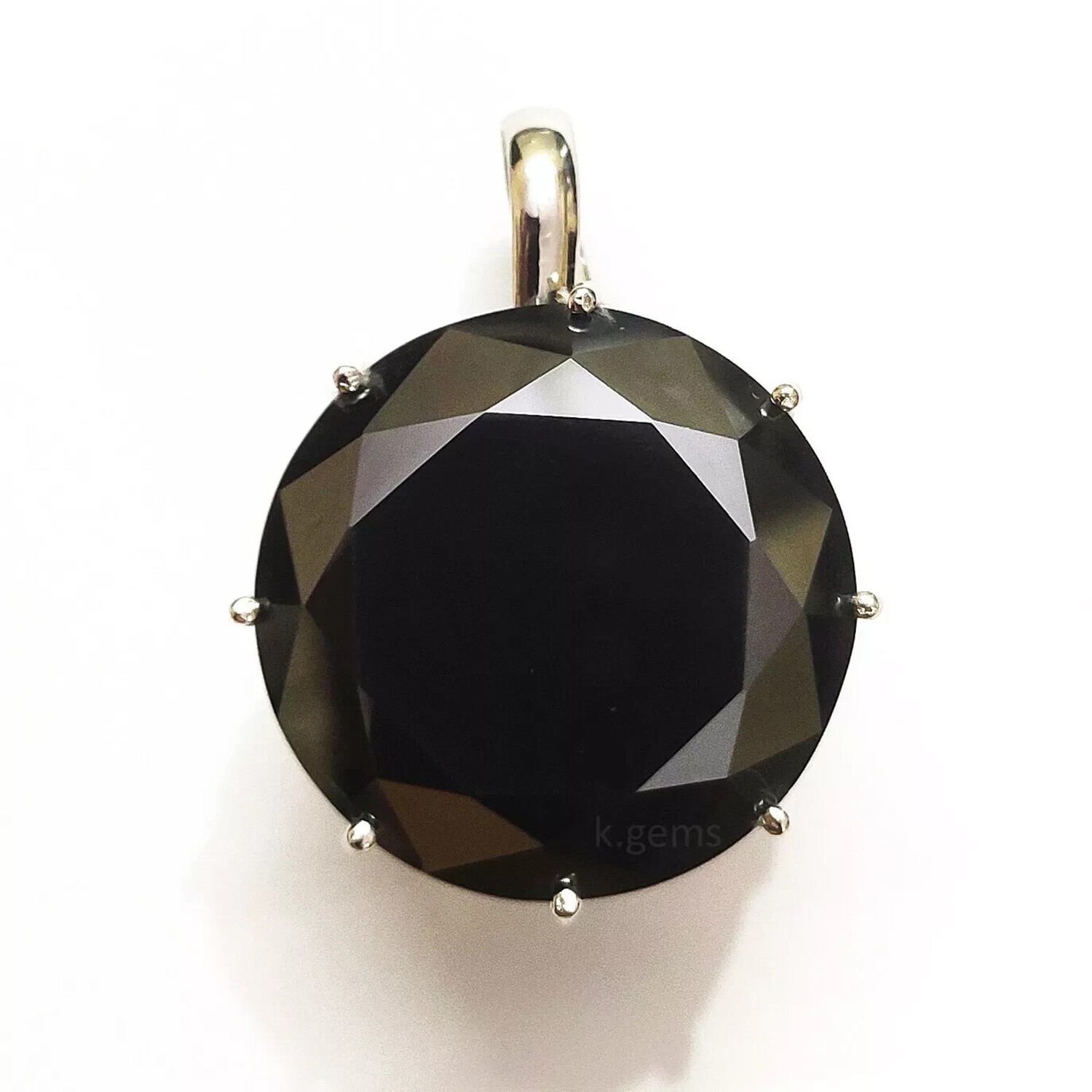 Lustrous 124 Ct Black Round Cut Lab Grown Statement Necklace in 925 Silver