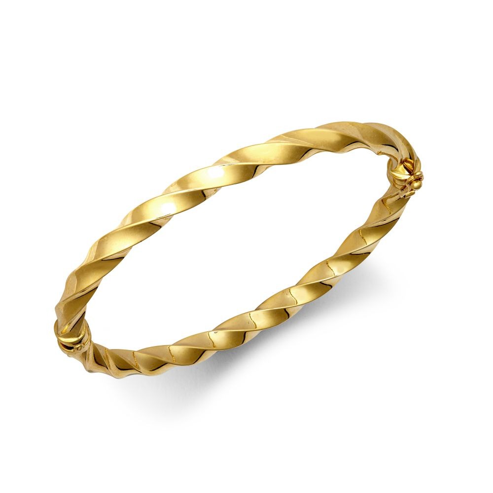 Bangle 9ct Yellow Gold 5mm Polished Twist Womens Jewellery
