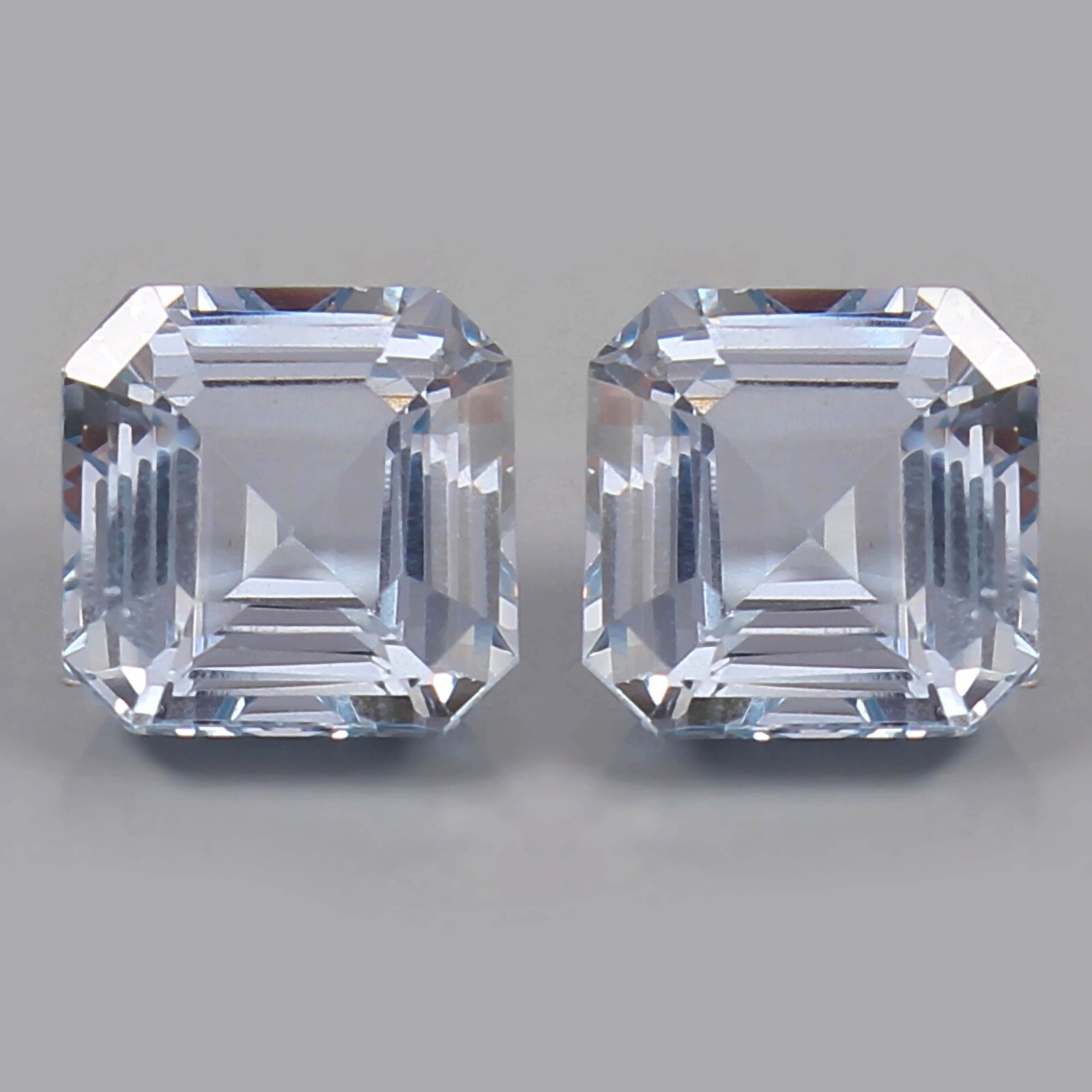 Natural Brazilian Aquamarine Asscher Cut Loose Gemstone matching Pair 12×12 MM